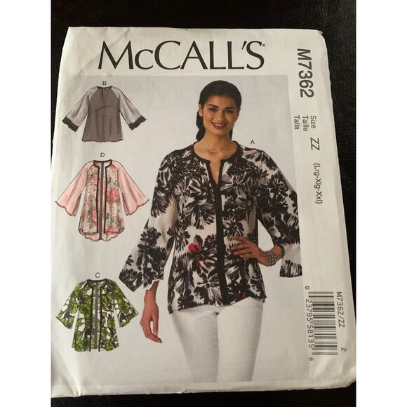McCall's Misses Shirt Sewing Pattern Sz Lg - XXL M7362 - Uncut - Picture 9 of 9